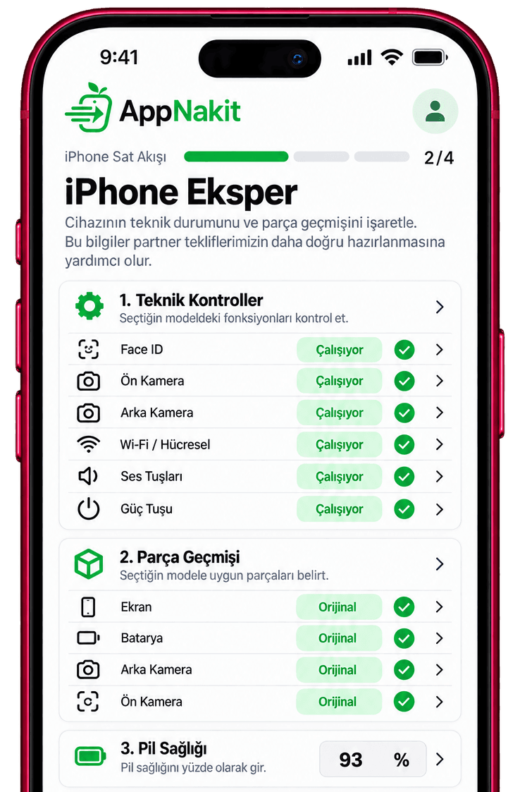 AppNakit iPhone Sat Eksper akışı